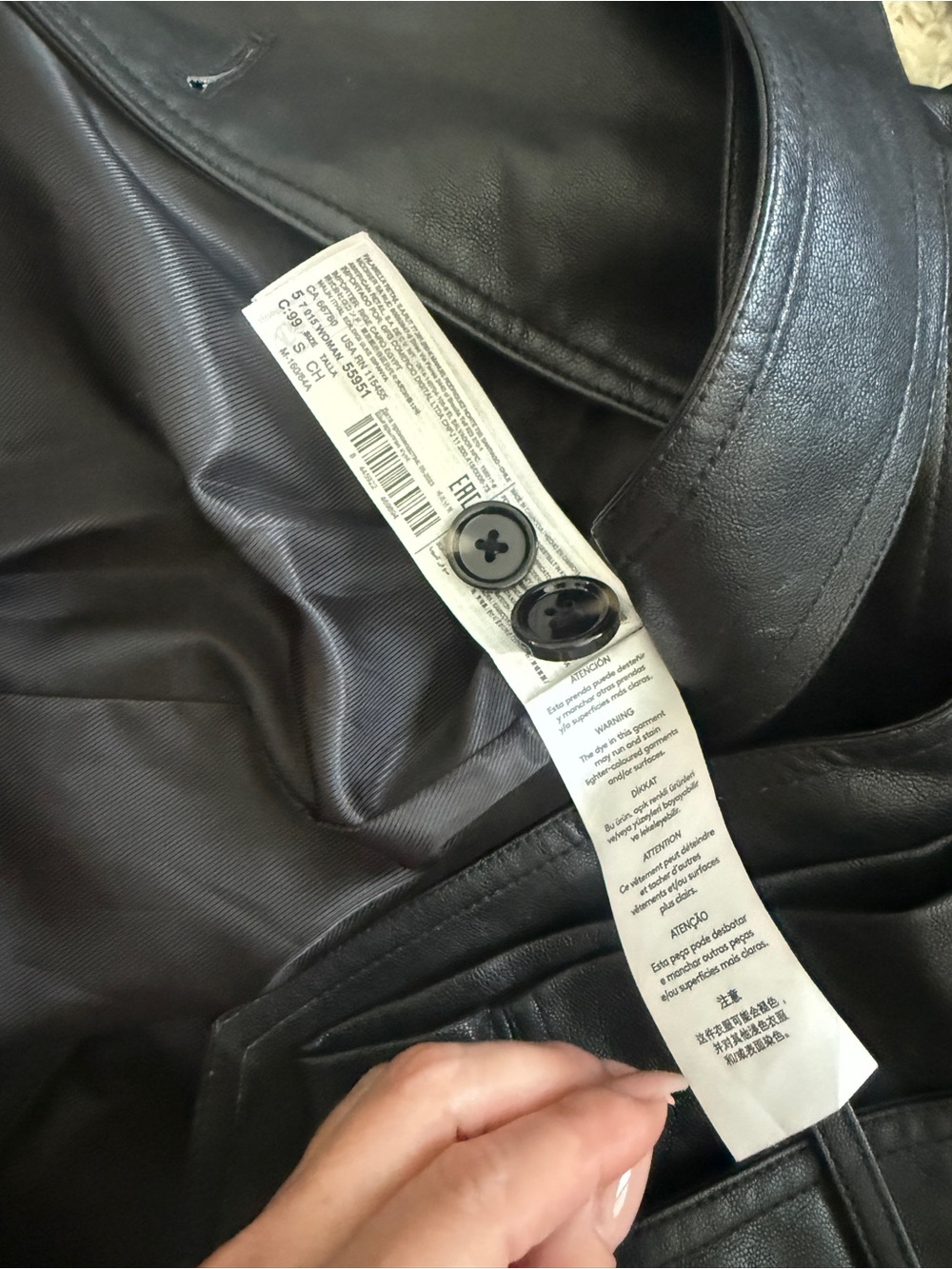 Mango Black Leather Trench Coat with Belt - Picture 4 of 4